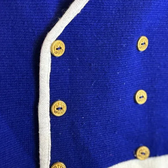 Vintage Little Angel Nautical Cardigan Navy Gold Button Sweater - Picture 6 of 8